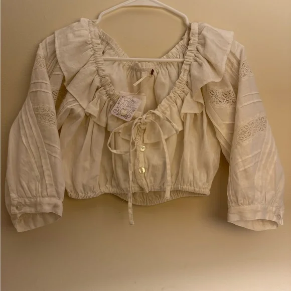 Mystic Free People Cream Ruffled Blouse - Picture 6 of 8